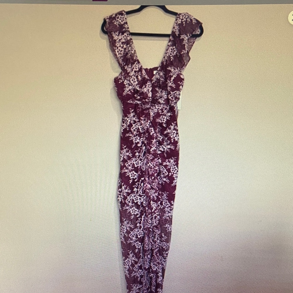 Wayf Wine Floral Maxi Dress